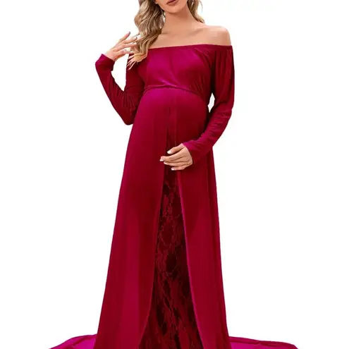 Elegant Red Maternity Dress Size L