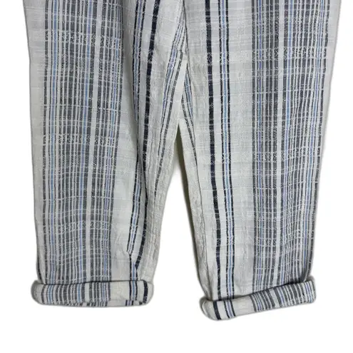 Sundance Pants Womens Small White Blue Striped Cotton Drawstring Pockets Boho