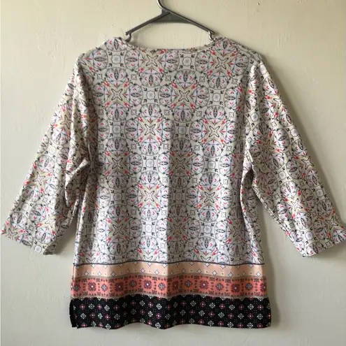 BON WORTH Womens Tunic Top Size XSP 3/4 Sleeve Semi Loose Side Slits