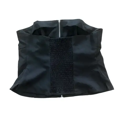 Like an angel Womens Strapless Front Zip Black Crop Top Size XL Pockets Y2K
