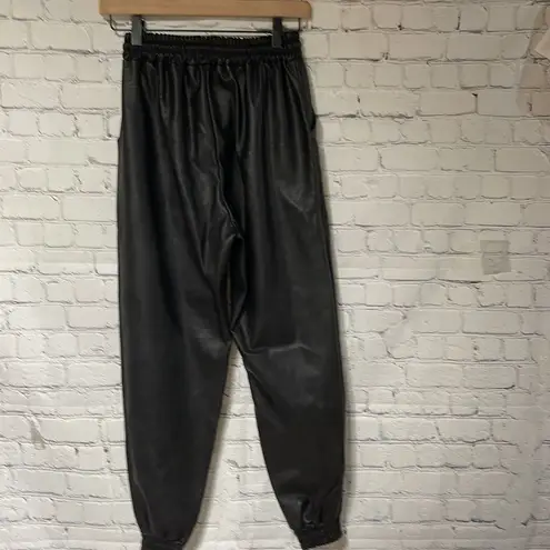 Trendy Faux Leather Jogger XS Black
