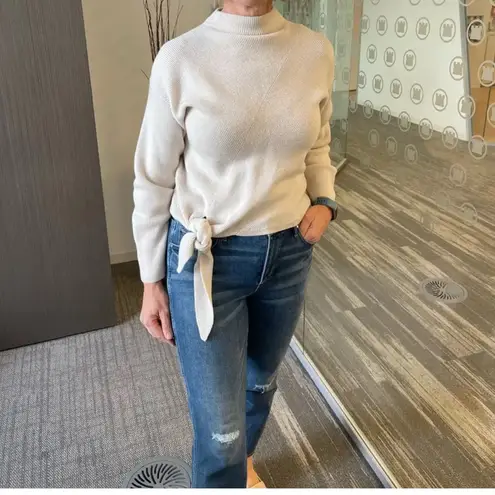 Rebecca Taylor Side Tie Sweater in Cream Sz M