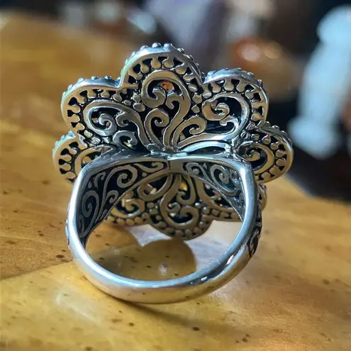 Natural Tanzanite Sapphire Sterling Silver Cocktail Ring Size 7