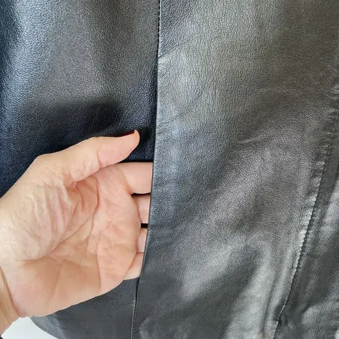 Amanda Smith Vintage 90s Women 12 Leather Zip Front Moto Jacket Biker Minimalist