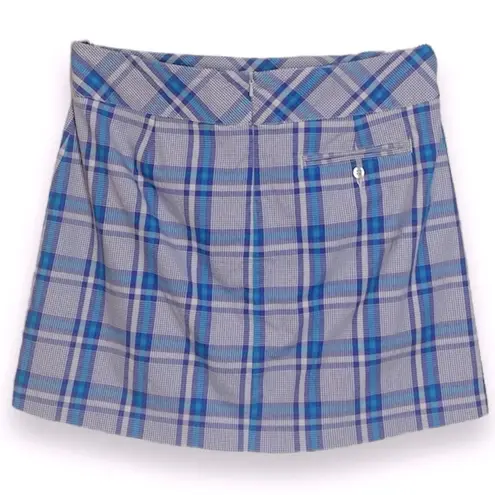 Lady Hagen  Women’s Plaid Golf Skirt Skort Button Detail Purple Tan Size 8