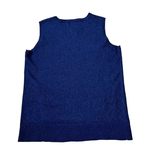 Quacker Factory Blue Knit Sequin Metallic Shirt Women Top Size Small | 56-29