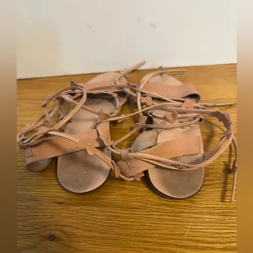 Loeffler Randall Heartla Ankle Wrap Gladiator Sandal Pink Nude Leather Heart 6.5