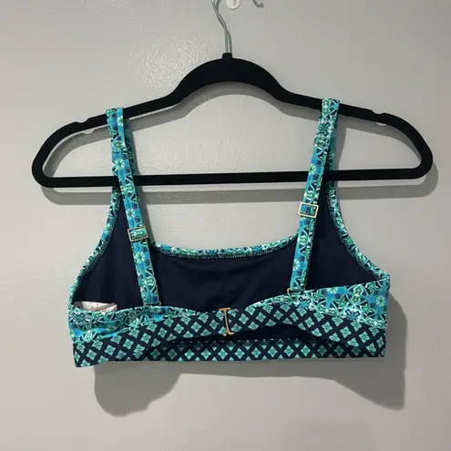 Lands' End Women's Bikini High Waist Blue Floral Print beach Vacation Travel Size 10