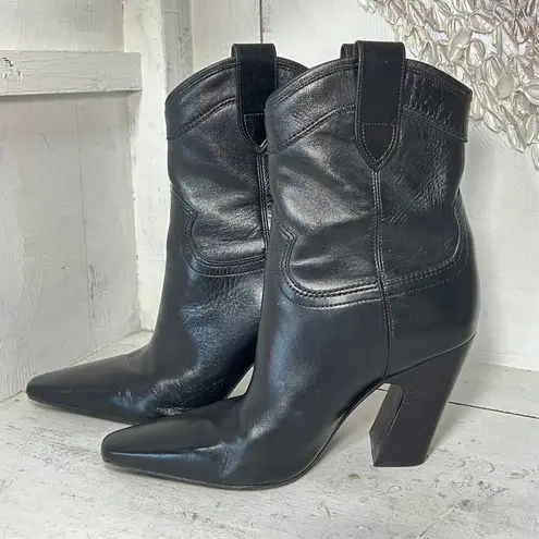 A'mmonde Atelier Adrian Pull On Pointed Toe Western Boots Black Womens Size 38/8