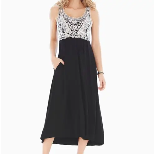 Soma Crochet Top Hi-Lo Hem Midi Dress Size Large Orange NWOT