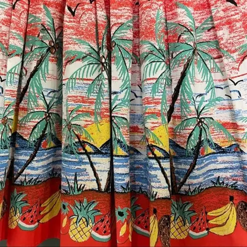 Dancing Days Tropical Circle Skirt Orange Beach Palms Retro Pinup Size Small