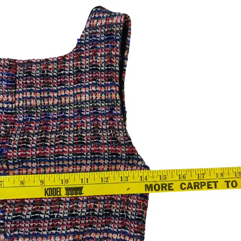 ZARA  Woman‎ Sleeveless Tweed Top Multicolor Square Neck Size S