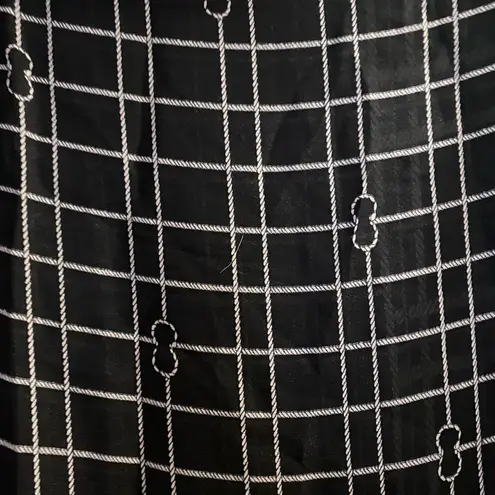 Womens 100% Silk Scarf Black White Rope Print Nautical 72” L X 36” W 72x36 NWT