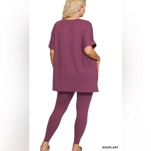 Zenana Outfitters New!LAST ONE Plus Size Eggplant Brushed Microfiber Loungewear Set Sizes 1X 2X 3X