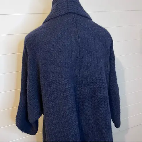 Toad&Co Deep Blue Women's Open Front Sweater 100% Mulesed Wool Large *flaw