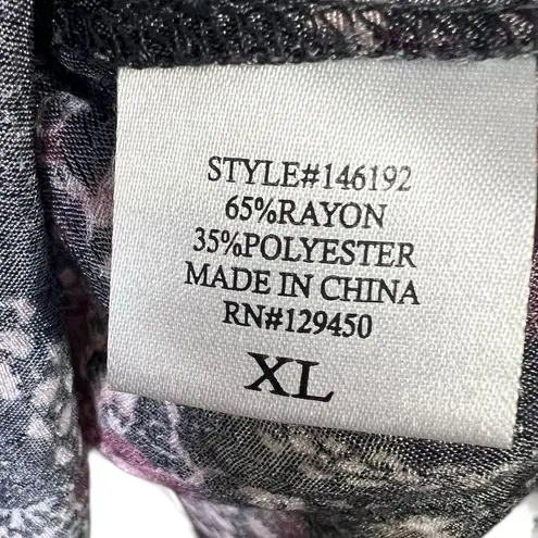 Como vintage Patchwork Floral Peasant Blouse Womens XL Purple Boho Hippie Gypsy