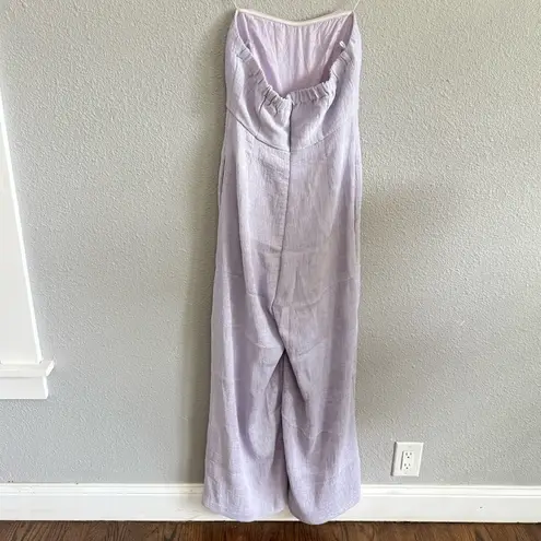 Endless Rose Revolve Lavender Strapless Jumpsuit Size Medium Wide Leg