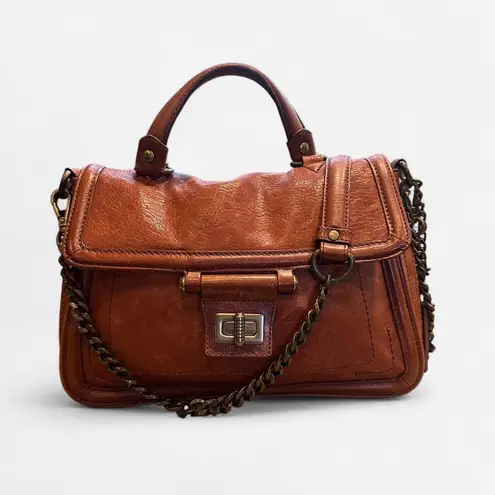 Olivia Heather Genuine Leather Satchel Bag Cognac Brown