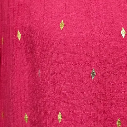 Hope & Harlow Fuchsia Foil Diamond Print Button Down Size Large