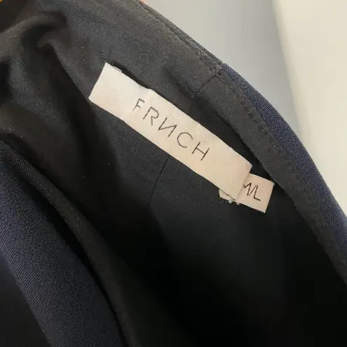 FRNCH Dress Navy Blue Ruffle Skirt Drop Waist Size M/L Medium Large Minimalist