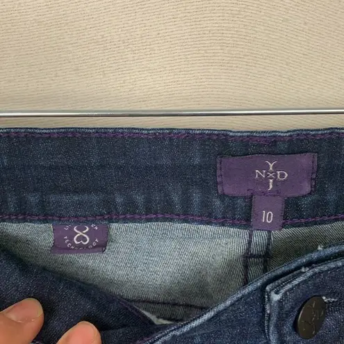 NYDJ women's size 10 ankle jeans polka dot casual blue denim stretch flex