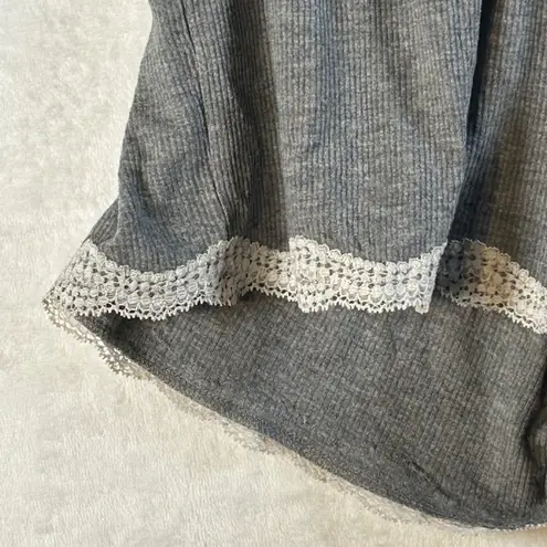 Aerie  Gray Ribbed Lace Trim Pajama Sleep Shorts XS
