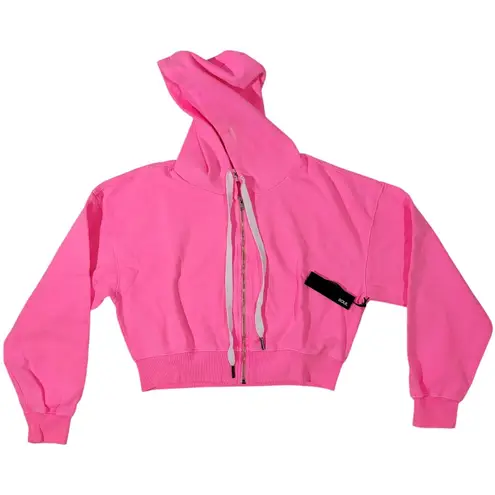 SoulCycle SOUL Cropped Zip Up Hoodie Bright Pink Athletic Casual Womens Size S