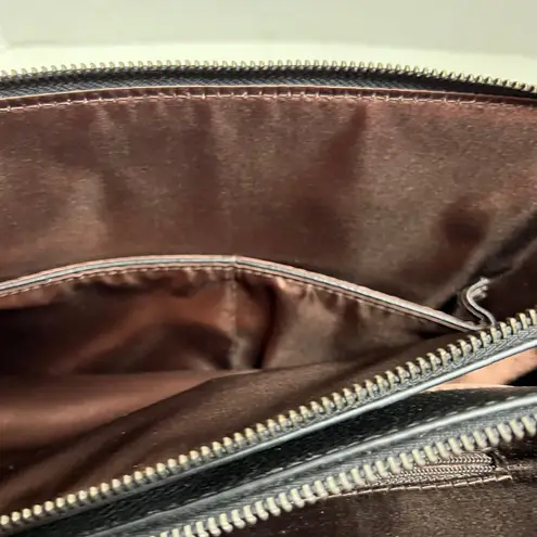 HESHE Women's Pebble Leather Shoulder Tote Bag Black 12X4.5X10 Silver Hardware