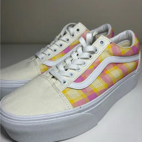 Vans NEW  Old Skool Stackform Pastel Picnic Plaid Platform Womens 8.5