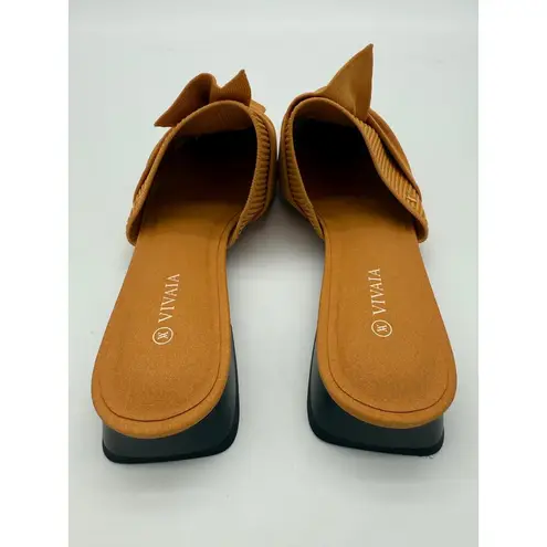 Vivaia Yaffa Pointed Knot Mustard Sandals Old Money Knit Breathable Comfort 8 Yellow