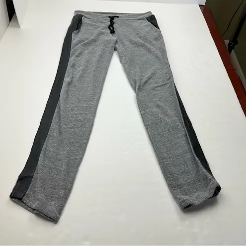 Monrow Grey Gray Jogger Pant With Black Faux Leather Sides Womens Size Medium Gray