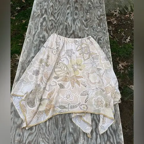 JH Collectibles Skirt Womens 14 Floral Tan Gold Whimsy Fairy Feminine Cottage