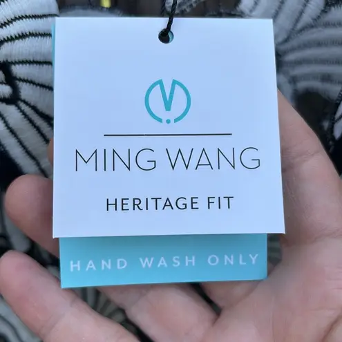 Ming Wang NWT Blazer Top Black White Floral Embroidered Size XL Retail $235.00