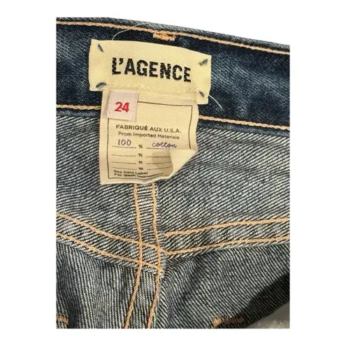 L'Agence Adele High-Rise Cropped Jeans Fallbrook Wash Size 24 Distressed Raw Hem