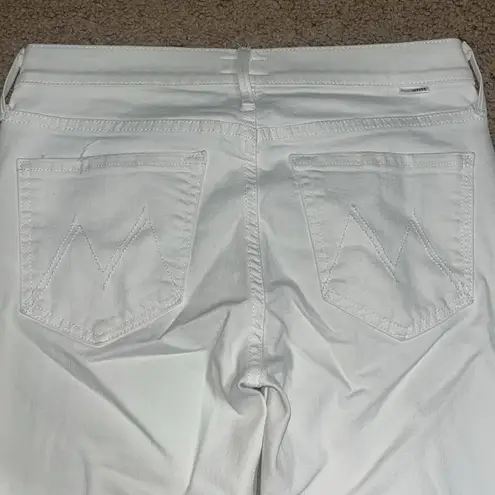 Mother Pony Boy Fray Cuffed Straight Leg Jeans Stayin’ Alive White 27