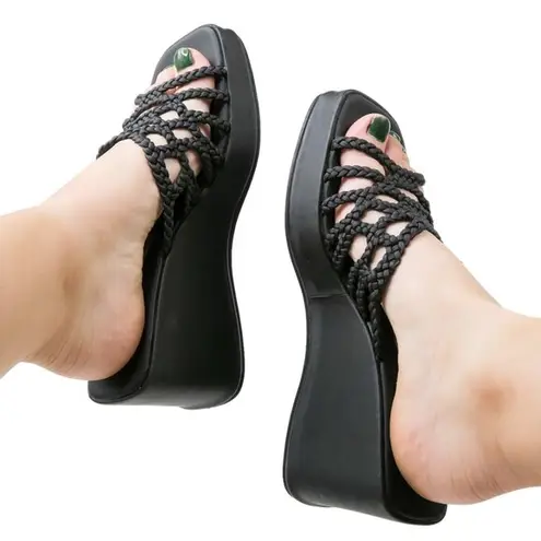 Bandolino Vintage 90s Braided Platform Wedge Sandals