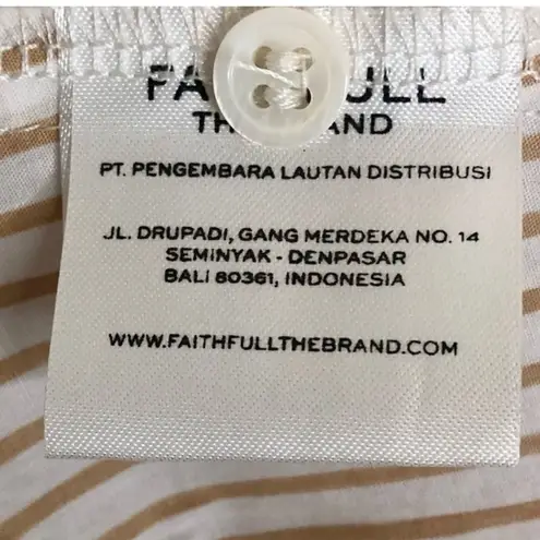 Faithfull the Brand Faithful The Brand Deia Stripe Off Shoulder Smock Tan White Dress Large