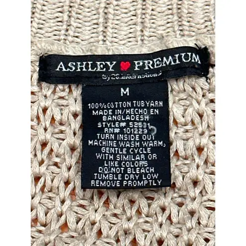 Ashley Premium Open Front Cotton Knit Cardigan In Beige With Pockets Lightweight Tan Size M - Image 5