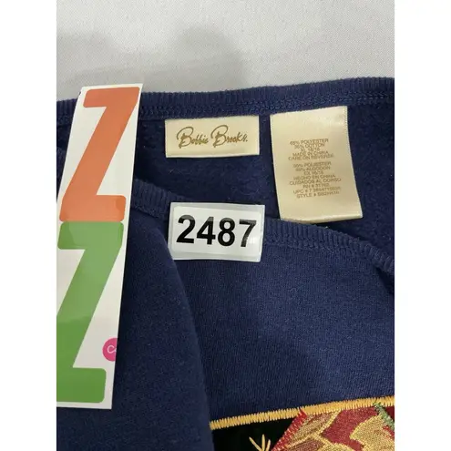 Womans Bobbie Brooks 16/18 Blue Pullover Sweatshirt Christmas Design