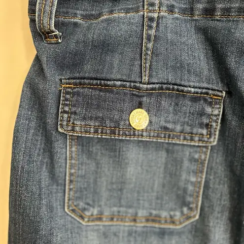 Seven7 Blue Denim Utility Raw Hem Pockets Skirt Size 8