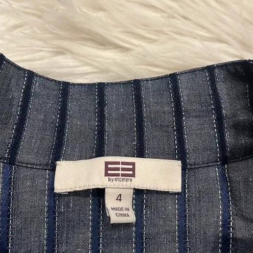 Etcetera NWOT flax linen blend stretch shirt dress navy blue 4