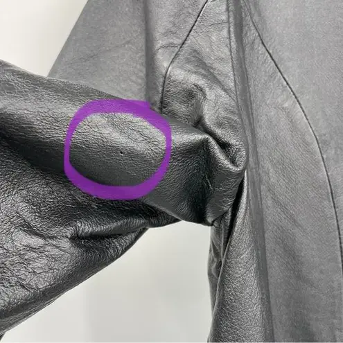 Newport News Black Leather Coat Longline Laser Cut Size Large