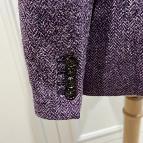 J Crew Wool Parke Blazer Purple Herringbone Moon British Cloth Preppy Career Size 8