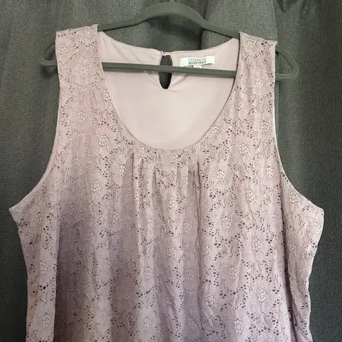 Ellen Tracy Company Womens Sleeveless Shirt Blouse Dusty Pink Lace Size XXL