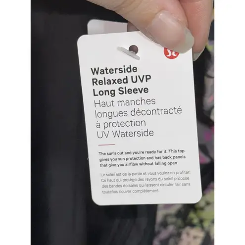 Lululemon NWT  Waterside Relaxed UV Protection Long Sleeve Shirt Black Pink Sz L