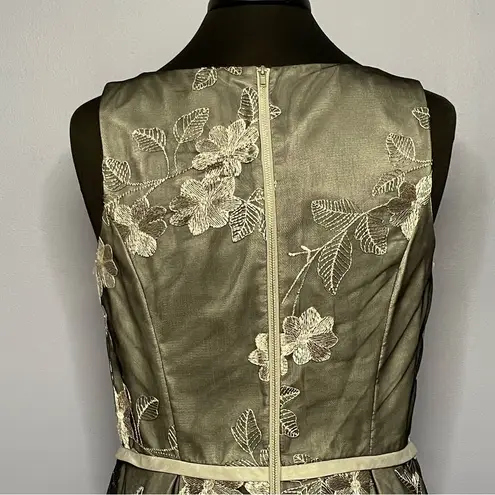 Julian Taylor Silver & Black Netting w/ Sewed Flowers A-Line & High Low Size 10 - Image 7