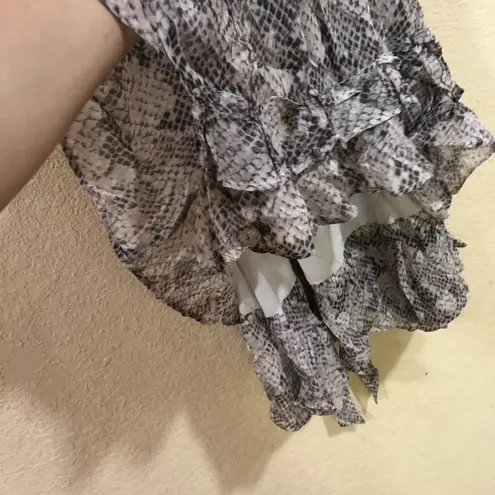 ALL SAINTS Evely Midgard snakeskin ruffle mini dress