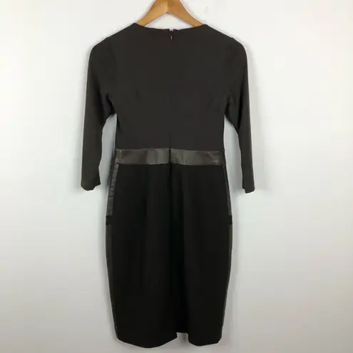 Rickie Freeman Teri Jon Sheath Dress Faux Leather Brown Size 4