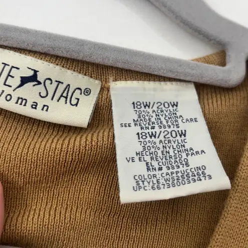 WHITE STAG Camel Brown V Neck Button Front Sleeveless Long Vest Sweater 18W 20W Size undefined