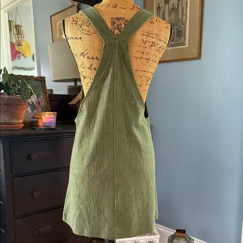 Full Circle Trends Olive Green Button-Front Pinafore Dress – Size M